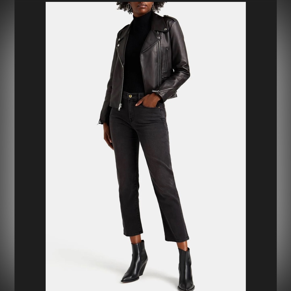 Frame Denim Le Nouveau Straight Cropped Jean In Iris (Black) Size 30